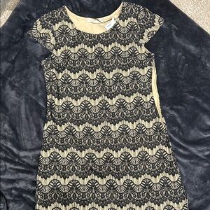 Solitaire Black and Gold Lace Mini Dress